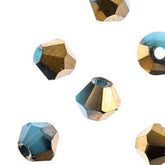 Crystal Lane Bicone 2 Strand 7in (apx96pcs) 4mm Opaque Dark Blue with Half Gold Iris